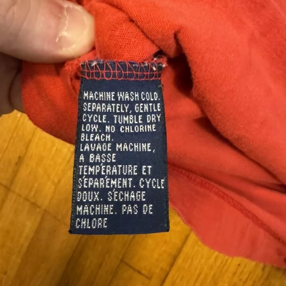 Vintage 90s Nautica Red Cotton Front Pocket Stitched USA Made T Shirt Mens Sz L - Picture 8 of 8